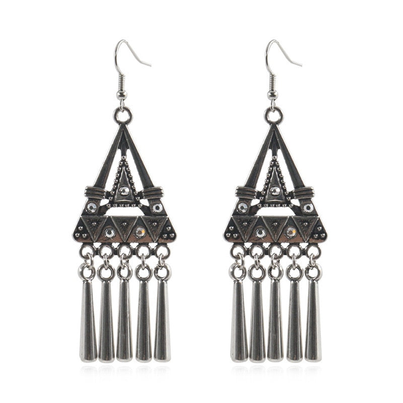 Antique Triangle Metal Pendants Dangling Drop Earrings Female Fashion Earrings