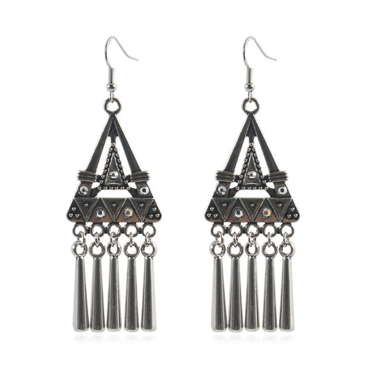 Antique Triangle Metal Pendants Dangling Drop Earrings Female Fashion Earrings