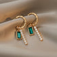 Green Rectangular Pendant Drop Earrings Women Gifts Earring Cute Girls Eardrop