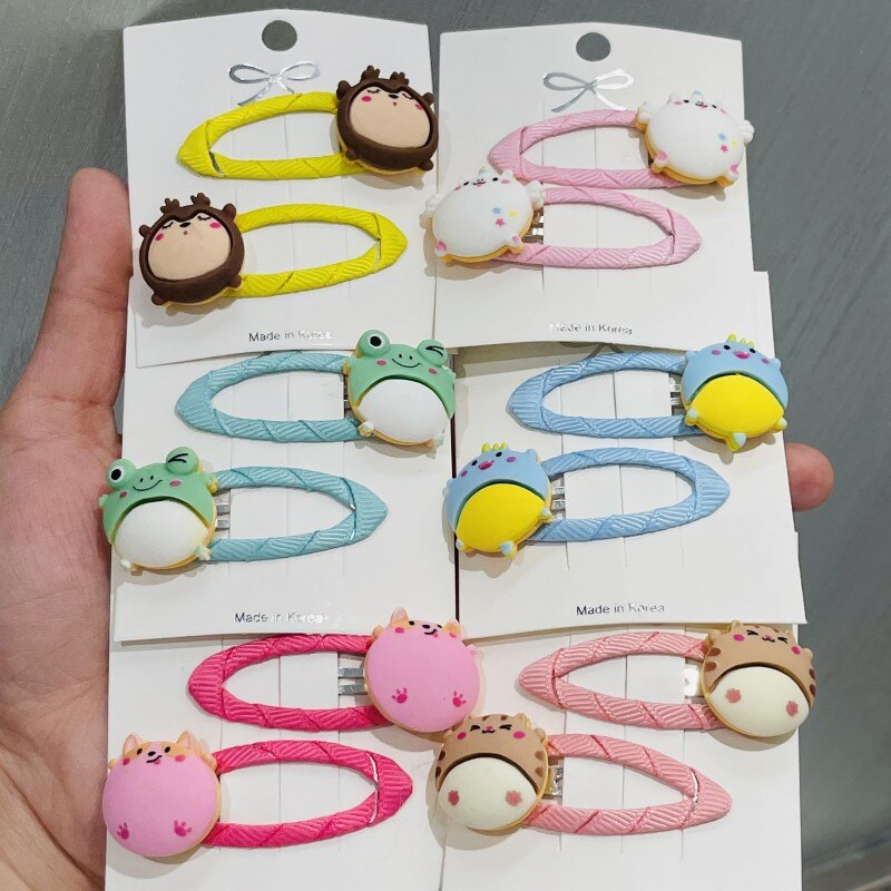 12 Styles 2Pcs/Set Girls Cute Animal Frog Monkey Hair Clips Kids Lovely Hairpins