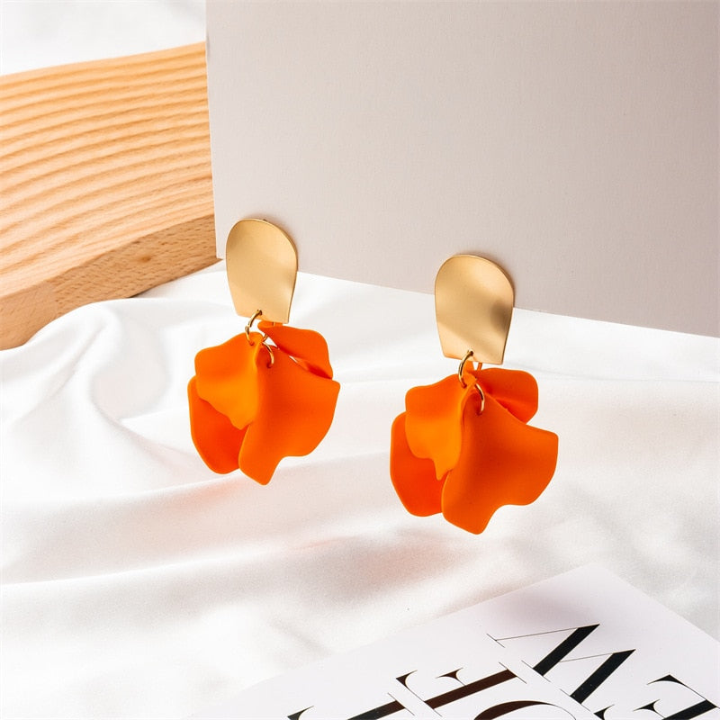 36 Styles Flower Acrylic Petals Dangle Earrings Women Travel Fashion Cartoon