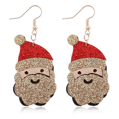 Glitter Santa Drop Earrings Women Girl Fashion Cartoon Ear Jewelry Accessories