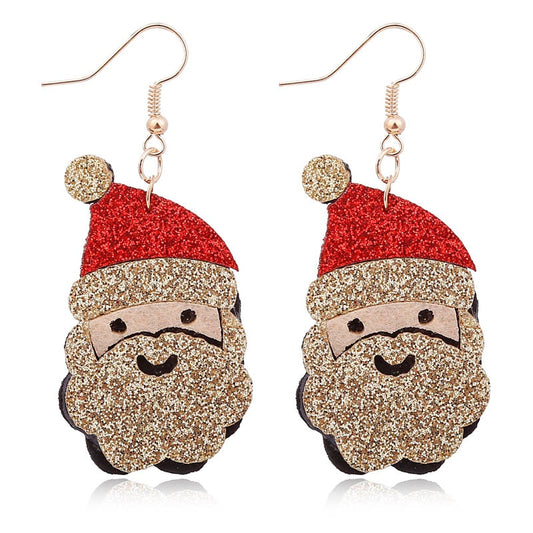 Glitter Santa Drop Earrings Women Girl Fashion Cartoon Ear Jewelry Accessories