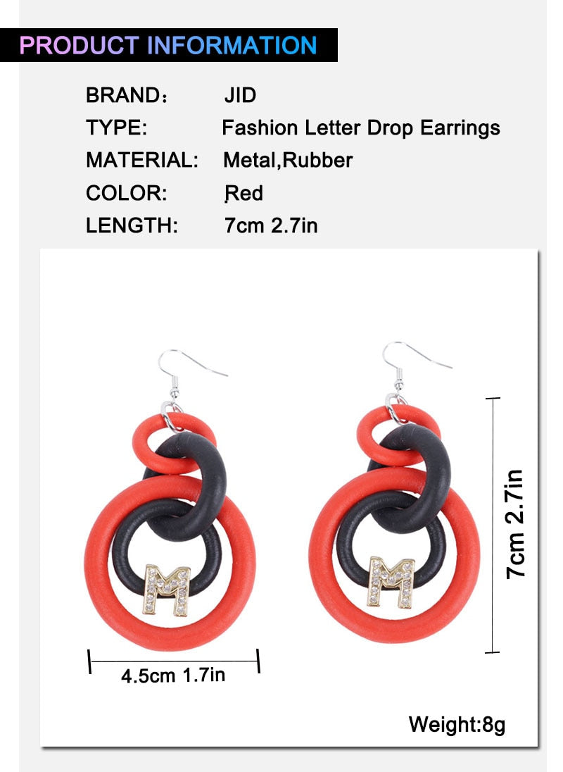 Letter M Large Dangle Earrings Fashion Party Girls Pendant Earrings Women