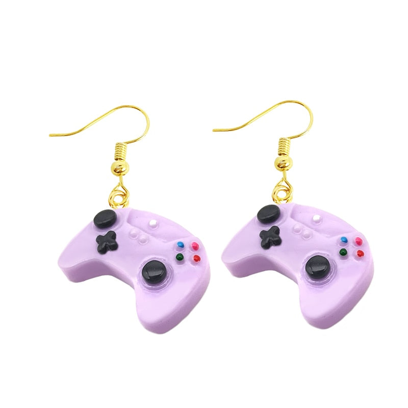 Purple Gamepad Drop Earrings Women Art Fashion Cartoon Earrings Creative Jewelry