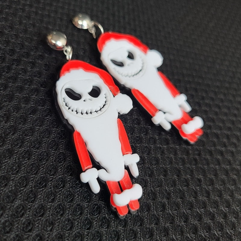 Halloween Scary Santa Drop Earrings Cartoon Art Women Party Jewelry Ear Fashion