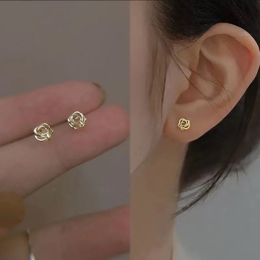 Rose Earrings Small Earrings For Women Fashionable Elegant Cool Wind stud