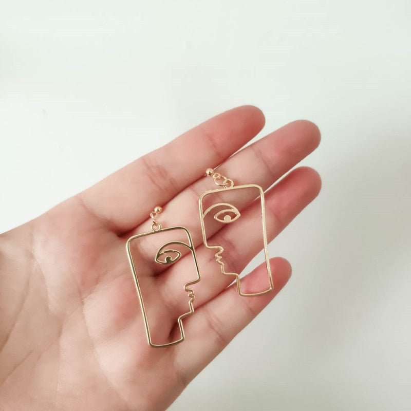 22 Styles Girl Face Abstract Line Drop Earrings Women Party Wedding Jewelry