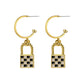 29 Styles Checkerboard Heart Lock Dangle Earrings Fashion Party Girls Pendant