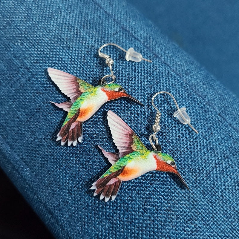 8 Styles Acrylic Hummingbird Pigeon Eagle Owl Parrot Dangle Earrings Women