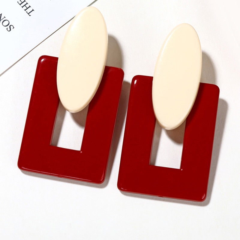 Red White Drop Earrings Modern Women Stylish Gift Jewelry Ear Fashion Pendant