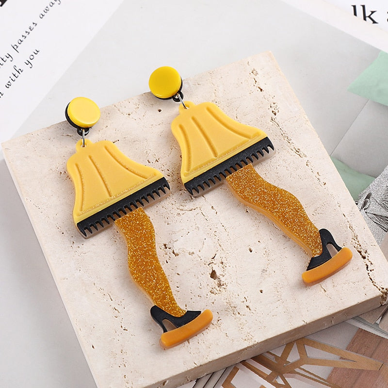 Yellow Lamp Leg Drop Earrings Female Travel Cartoon Earrings Creative Art