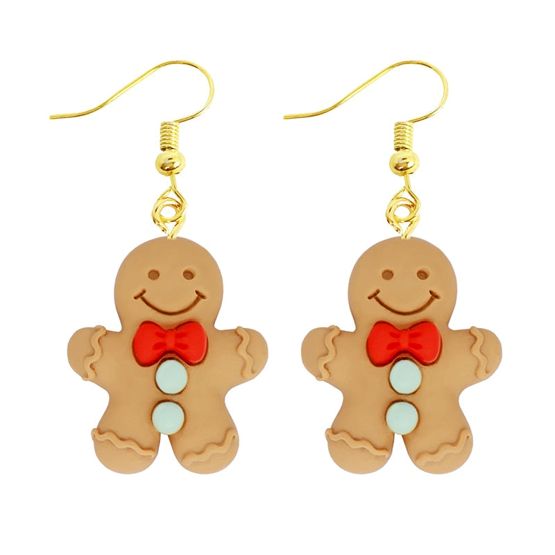 Funny Cute Gingerbread Man Cookies Drop Earrings Women Creativity Jewelry Cute