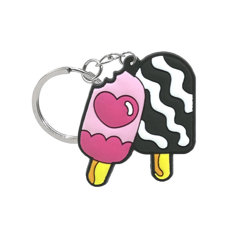 Ice Cream Bar PVC Keychain Cartoon Creative Gift Key Holder Keyring Anime