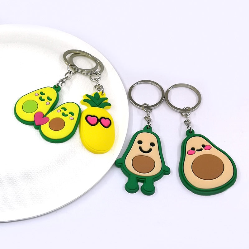 9 Styles Avocado apple flower anime keychain Cartoon Key Ring Pendant Key Holder