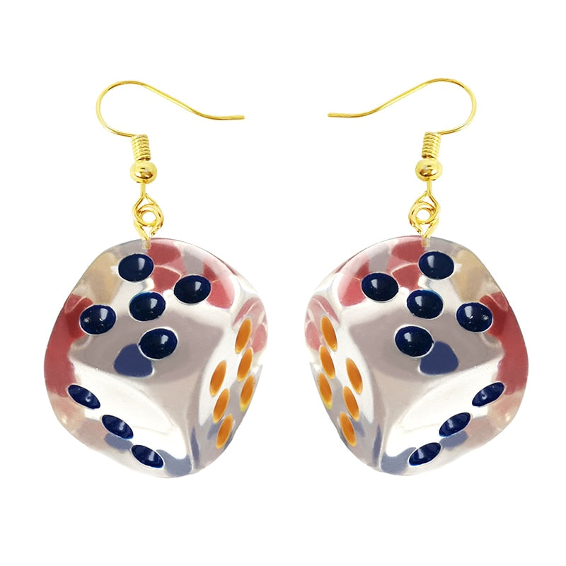 Dice Drop Earrings Women Art Fashion Cartoon Earrings Creative Jewelry