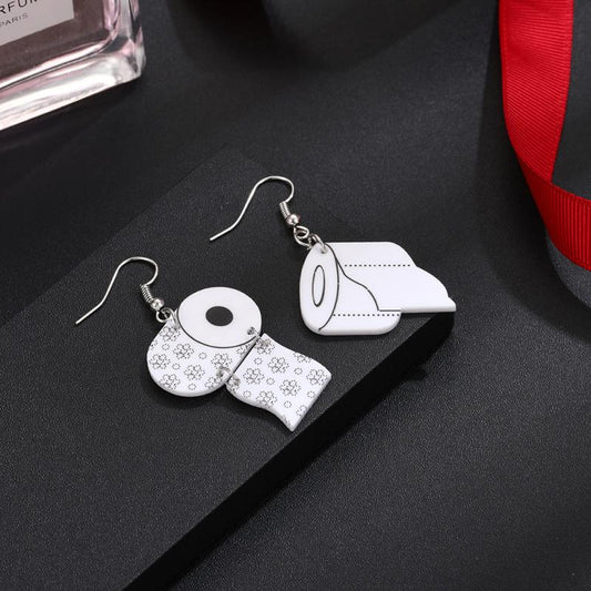 Mismatched Toilet Paper Design Drop Earrings Fashion Women Summer Party Jewelry