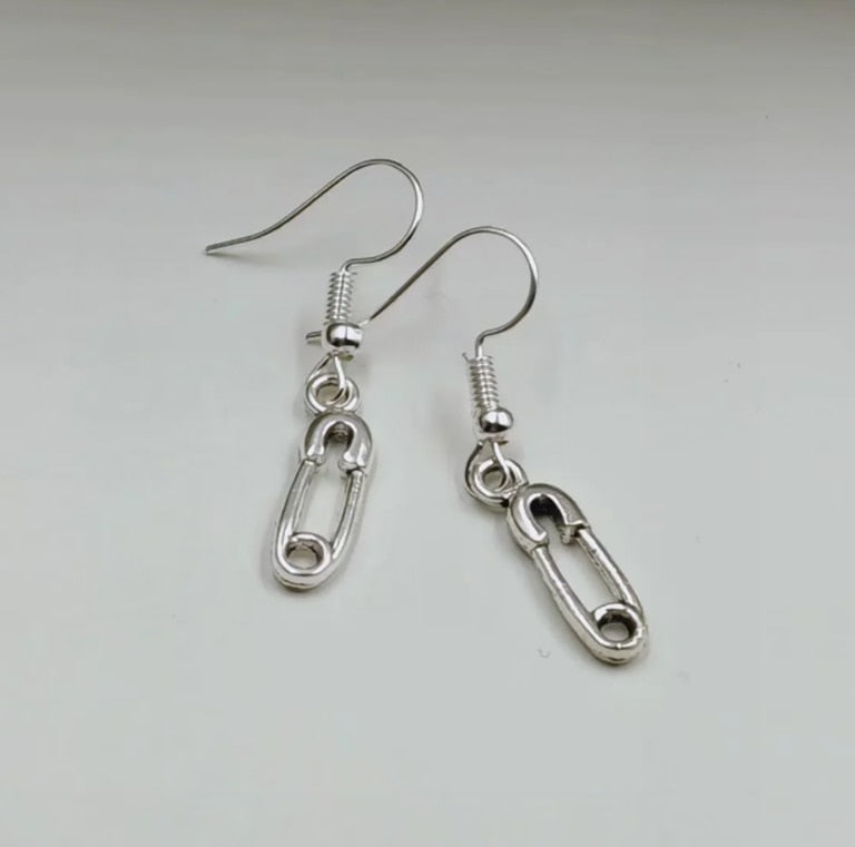 Metal Safety Pin Drop Earrings Women Party Wedding Jewelry Dangle Gifts Earrings