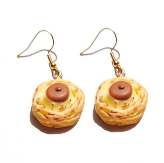 Cream Filled Donut Handmade Resin Drop Earrings Cartoon Art Women Party Jewelry