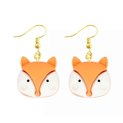 Fox Resin Animal Drop Earrings Women Creativity Jewelry Cute Earring Girls Gift