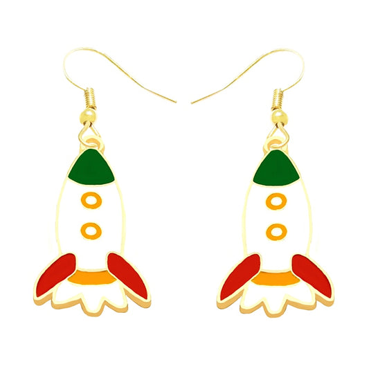 Rocket Drop Earrings Cartoon Art Women Party Jewelry Ear Fashion Pendant