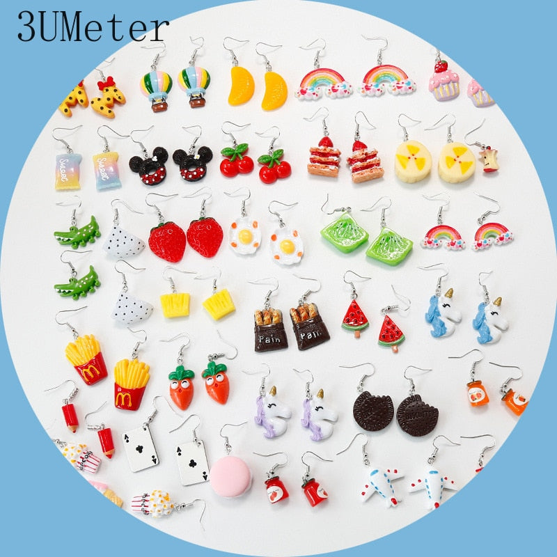 20 Styles Funny Design Fruits Animals Dangle Earrings Fashion Party Girls