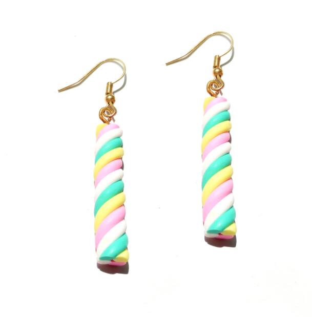 Cotton Candy Color Sweets Drop Earrings Cartoon Art Women Party Jewelry Ear