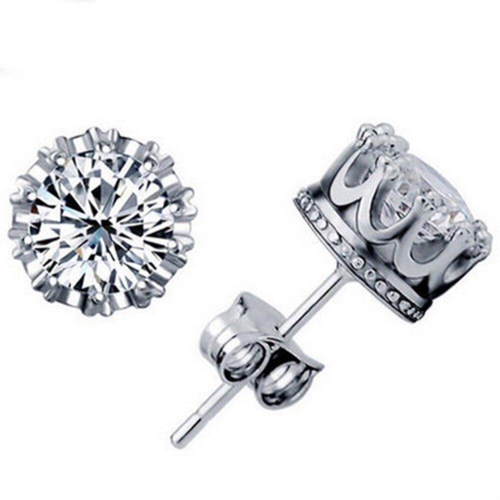 Crown Shaped Stone Stud Earrings Women Girls Summer Party Studs Ear Women