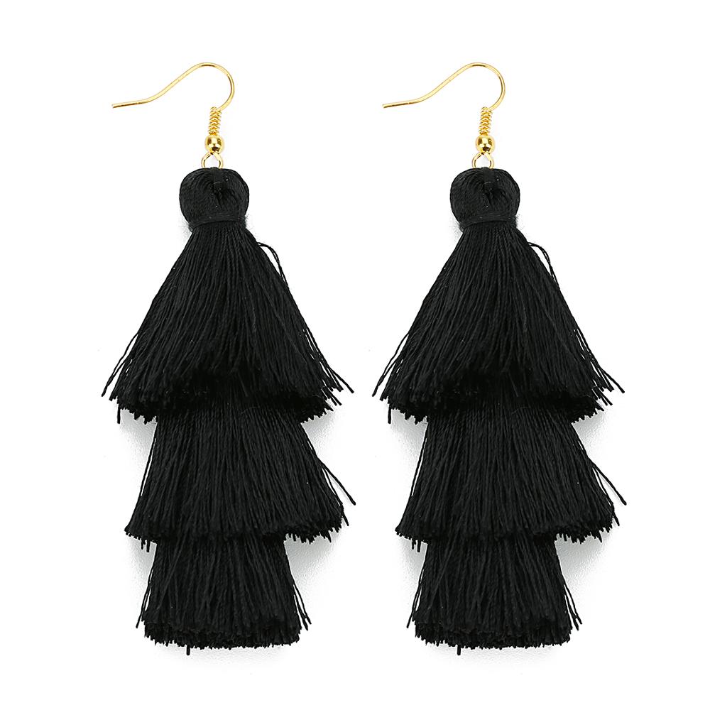 39 Styles  4 Layer Bohemian Multicolor Statement Tassel Dangle Earrings Women