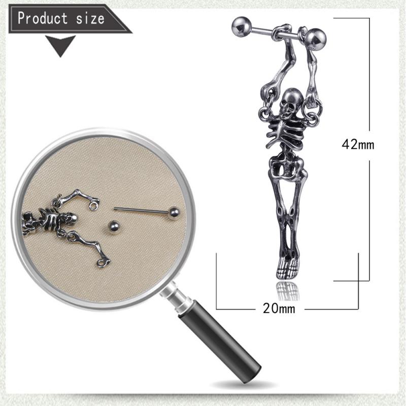 Skeleton with Barbell Design Drop Earrings Fashion Women Summer Party Jewelry