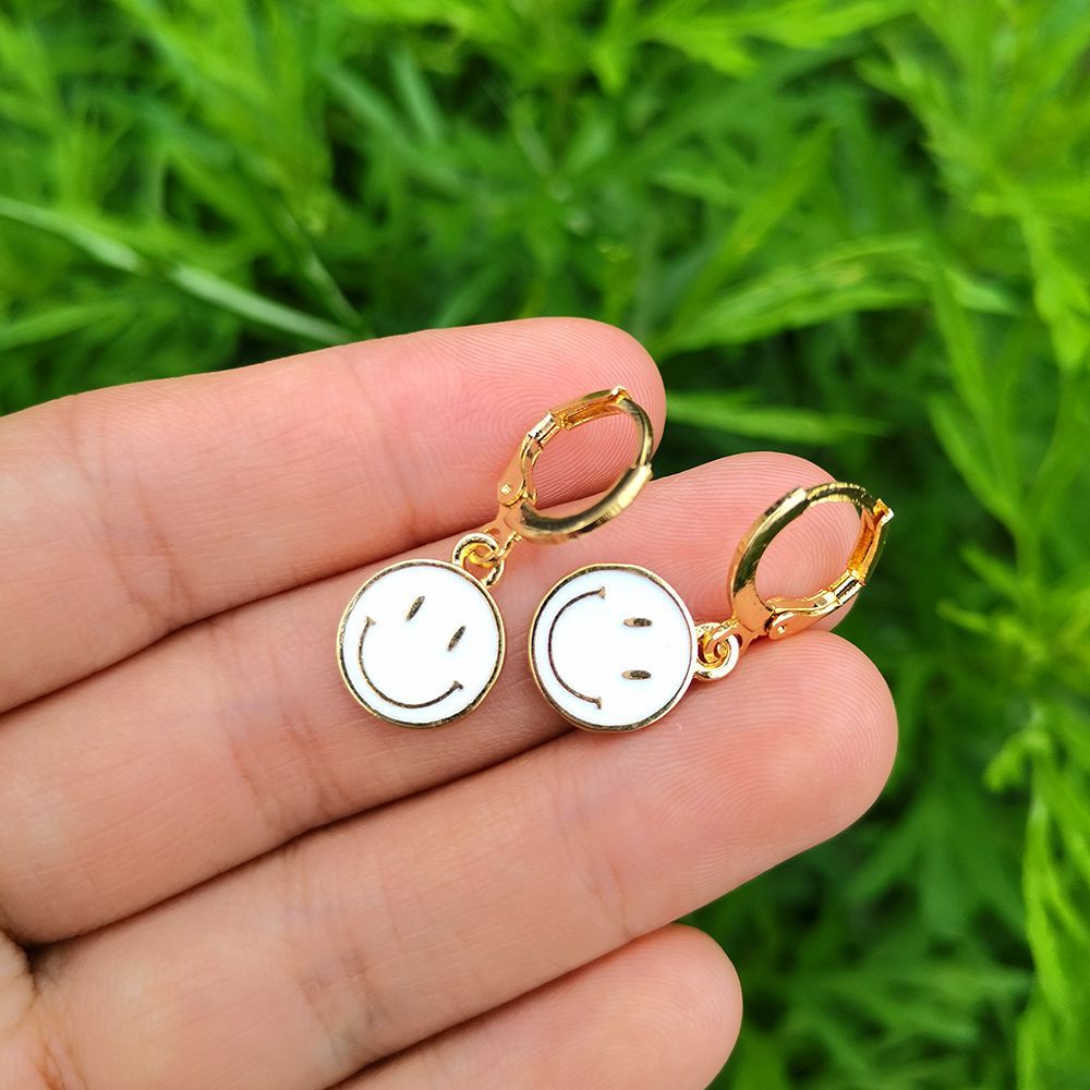 White Smile Pendant Drop Earrings Women Girl Fashion Trendy Jewelry Accessories