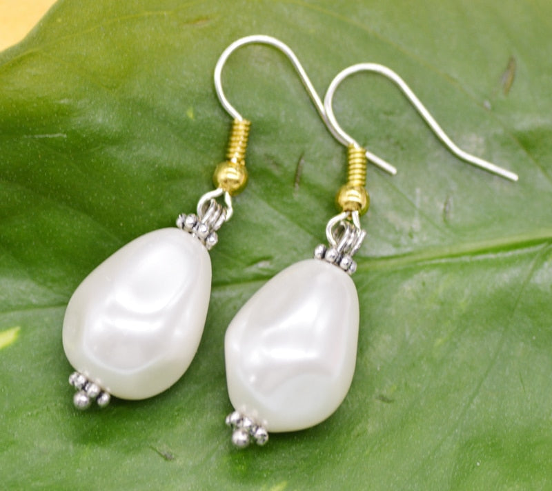 Pearl Stone Pattern Dangle Earrings Women Fashion Modern Accessories Cute