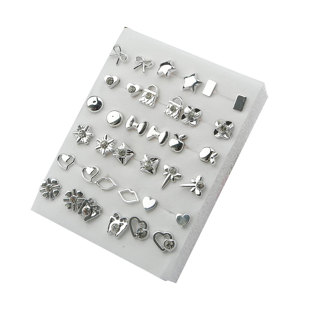 Bow Apple Shape Stud Earrings Set 18 Pairs Women Small Girl Earring Jewelry