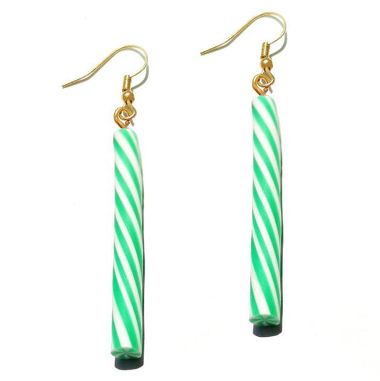 Green Caramel Stick Drop Earrings Cartoon Art Women Party Jewelry Ear Fashion