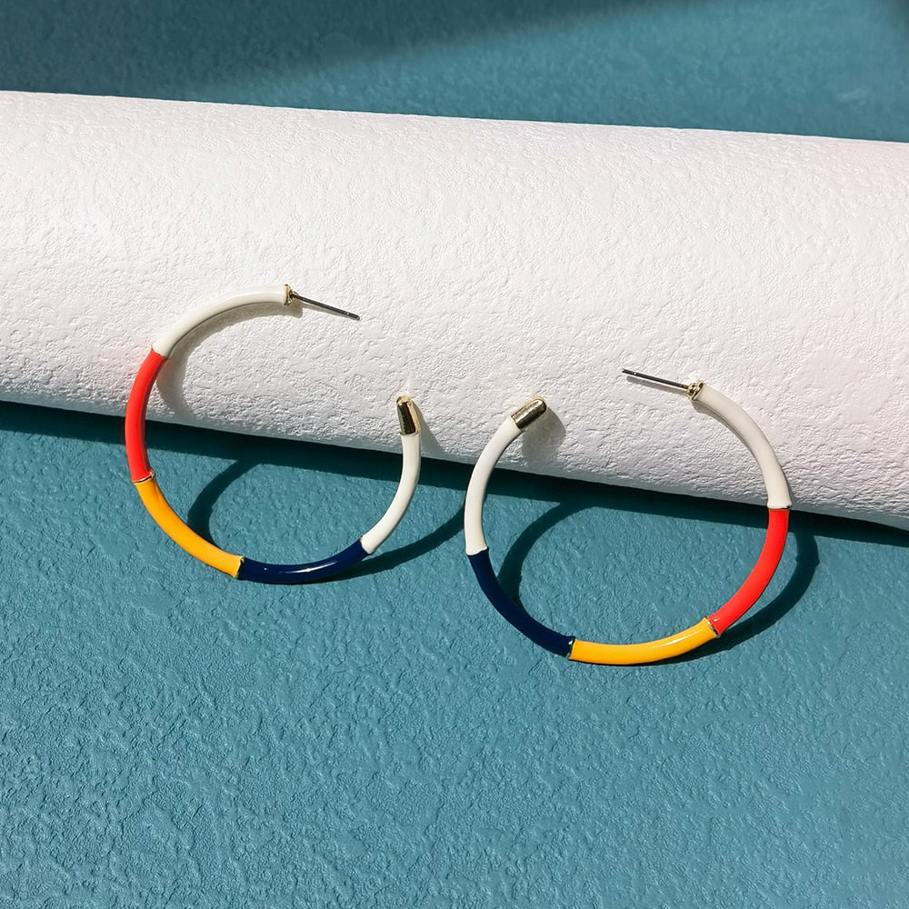 Multiple Colour Hoop Earrings Women Girl Party Gift Fashion Ear Jewelry