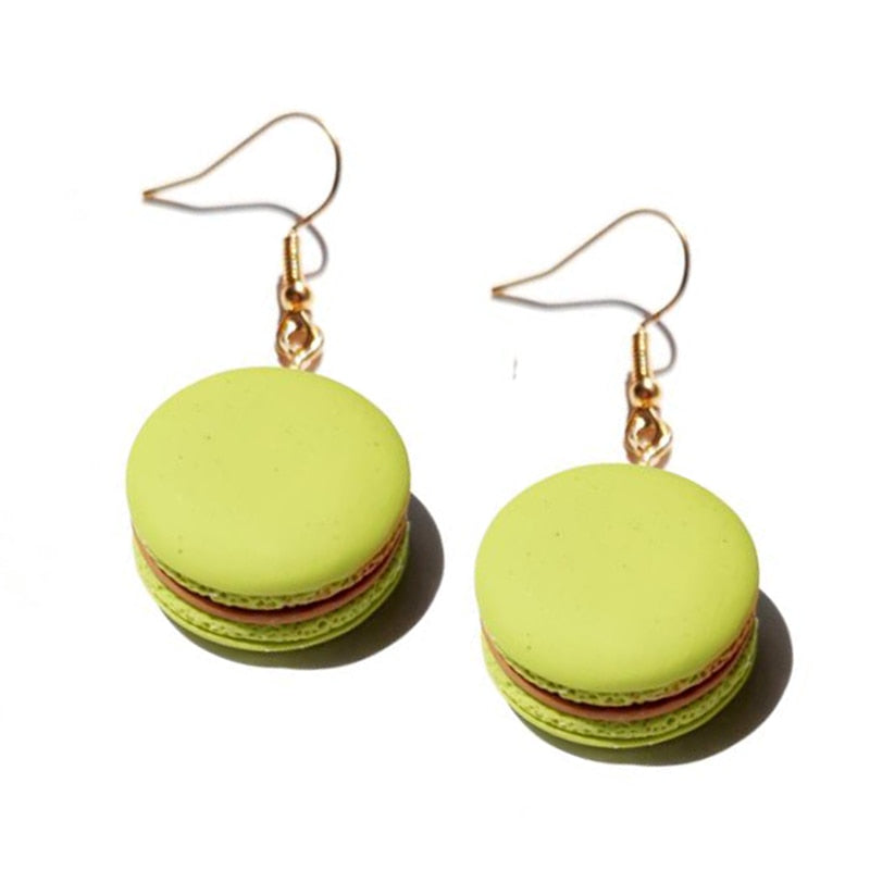 Resin Pistachio Macaroon Drop Earrings Women Art Fashion Cartoon Earrings