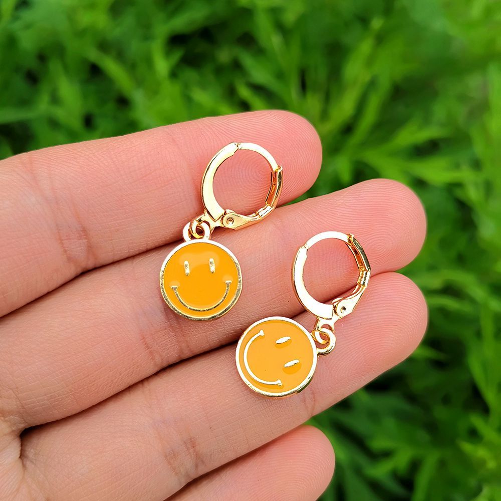 30 Styles Round Similing Face Heart Flower Huggies Earrings Women Girl Fashion