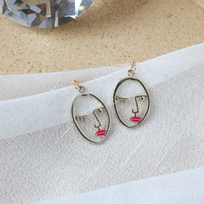 22 Styles Girl Face Abstract Line Drop Earrings Women Party Wedding Jewelry