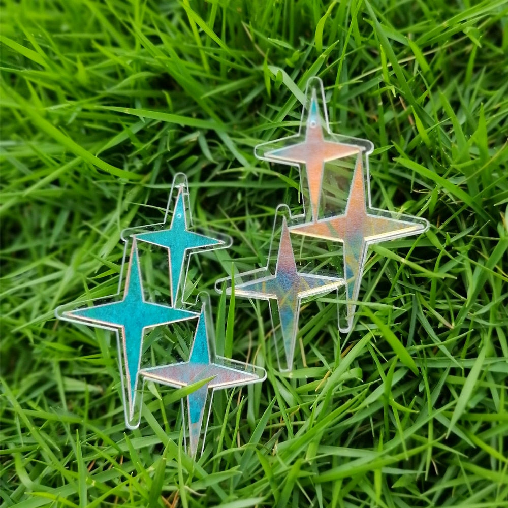 Holographic Stars Dangle Earrings Women Travel Fashion Cartoon Earrings Creative