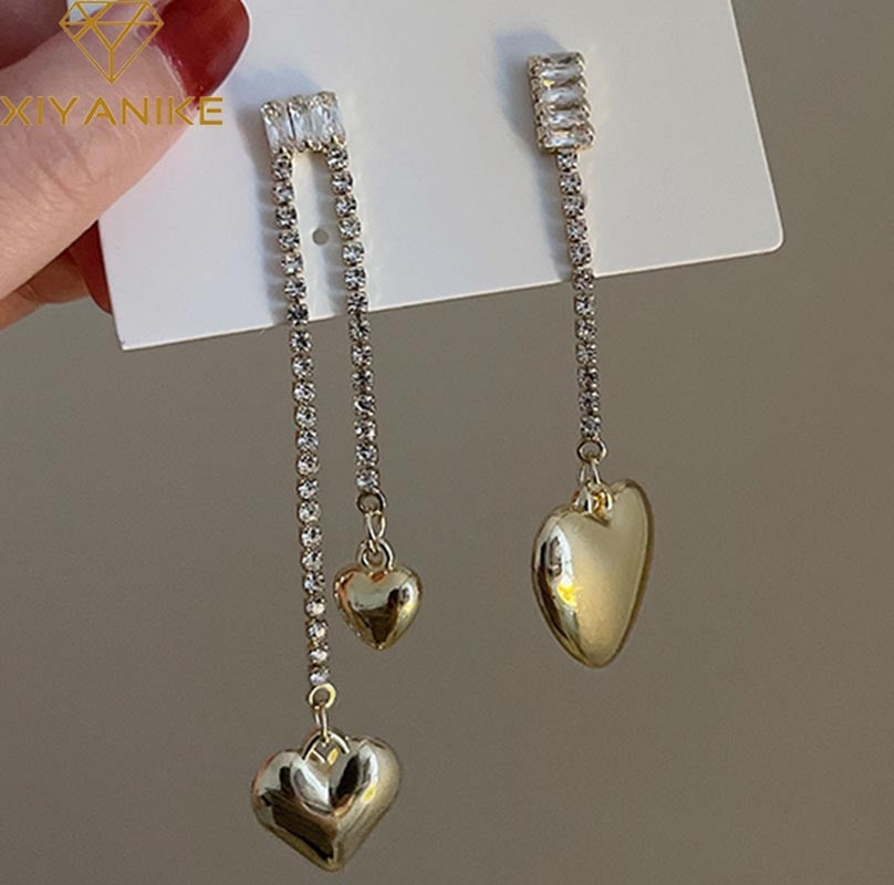 Mismatched Heart Drop Earrings Women Girl Party Gift Fashion Ear Jewelry