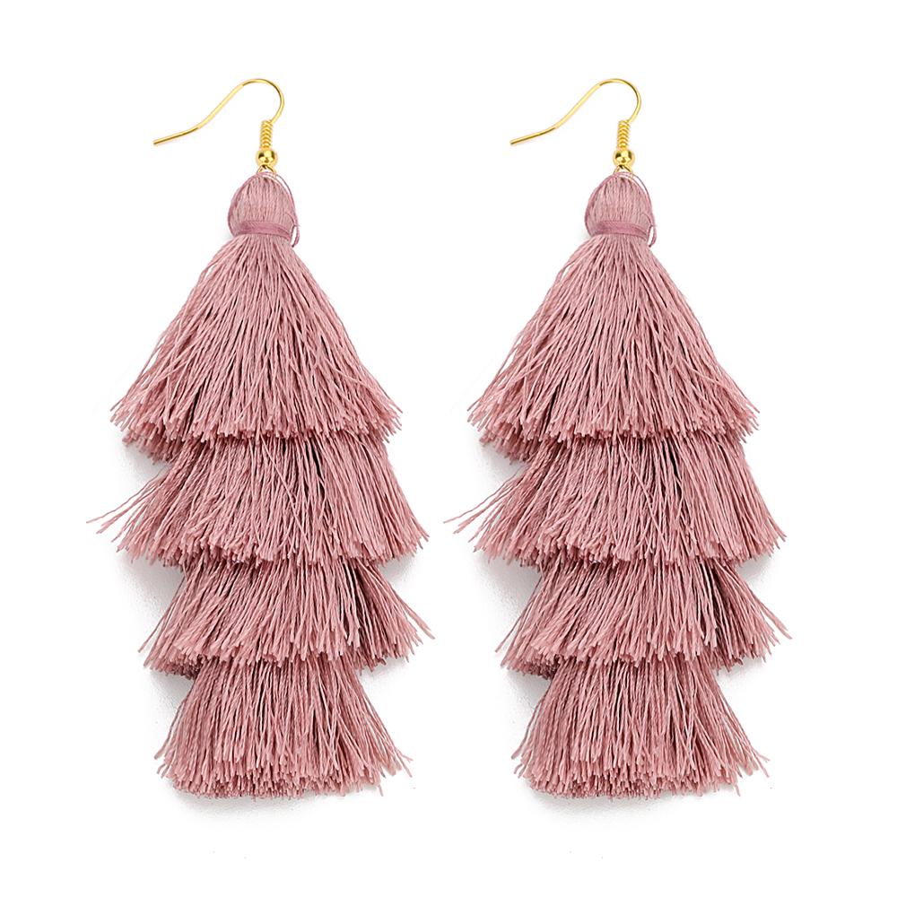 39 Styles  4 Layer Bohemian Multicolor Statement Tassel Dangle Earrings Women