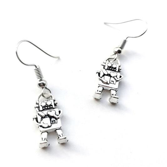 Handmade Robot Metal Drop Earrings Women Travel Fashion Cartoon Earrings