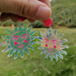 Sun Face Holographic Dangle Earrings Women Travel Fashion Cartoon Earrings
