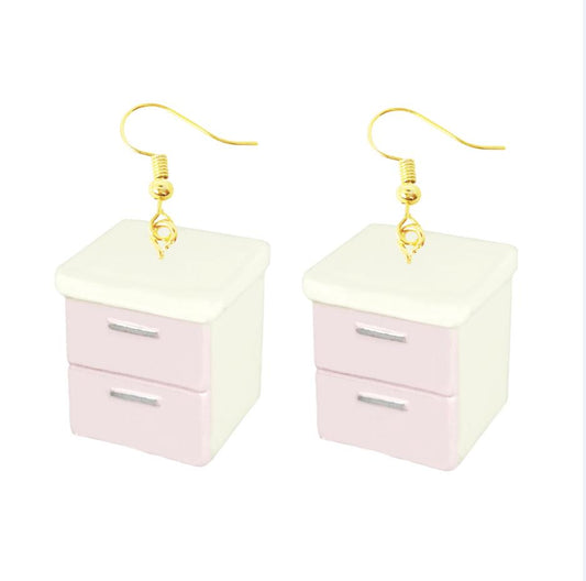 Retro Pink Night Stand Drop Earrings Cartoon Art Women Party Jewelry Ear Fashion