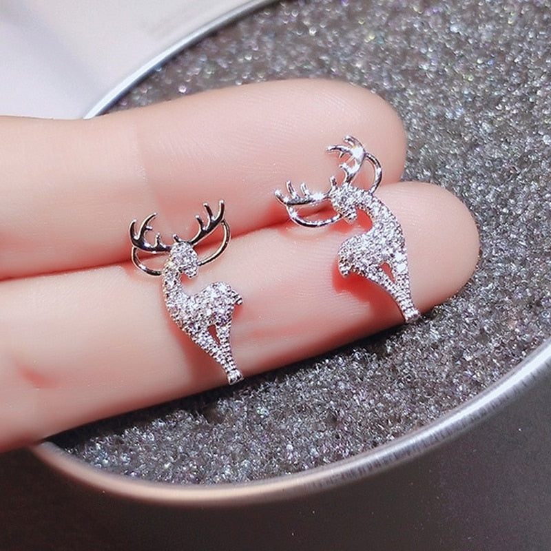 Deer Zircon Stud Earrings Ornaments Stylish Christmas Women Fashion Earring