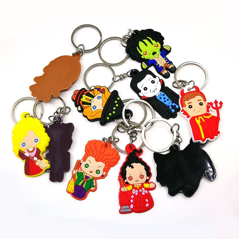 10 Styles PVC Cute Witch cartoon figure key holder magic anime keychains charms