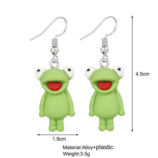 Smiling Green Frog Drop Earrings Fashion Women Summer Party Jewelry Girls Gifts