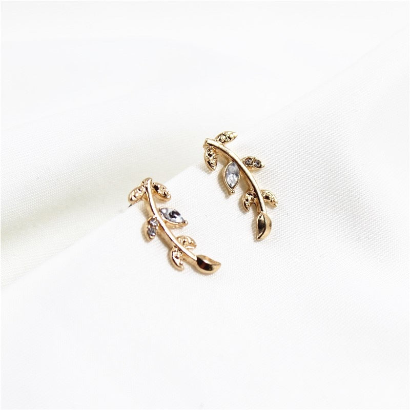 Heart/Leaf Branch Stylish Modern Stud Earrings Zircons Fashion Female Earrings