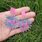Sun Face Holographic Dangle Earrings Women Travel Fashion Cartoon Earrings