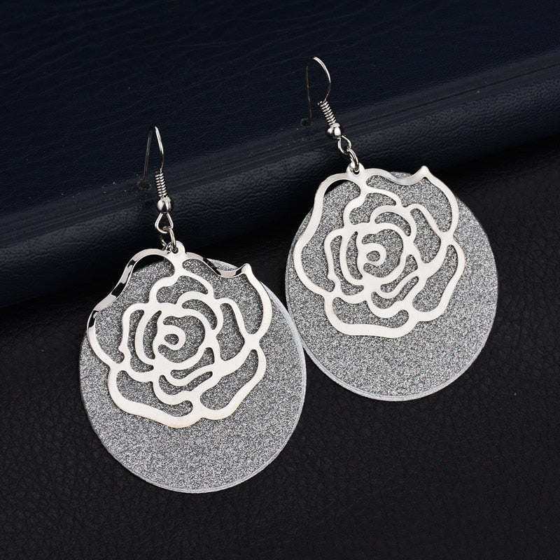 Rose Flower Dangle Earrings Fashion Party Girls Pendant Earrings Women Jewelry